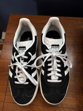 Adidas Black & White Suede Low-Top Platform Sneakers